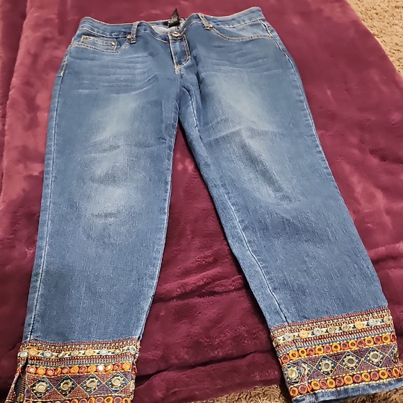 Baccini Denim - Baccini Blue Jeans with Colorful Embroidery